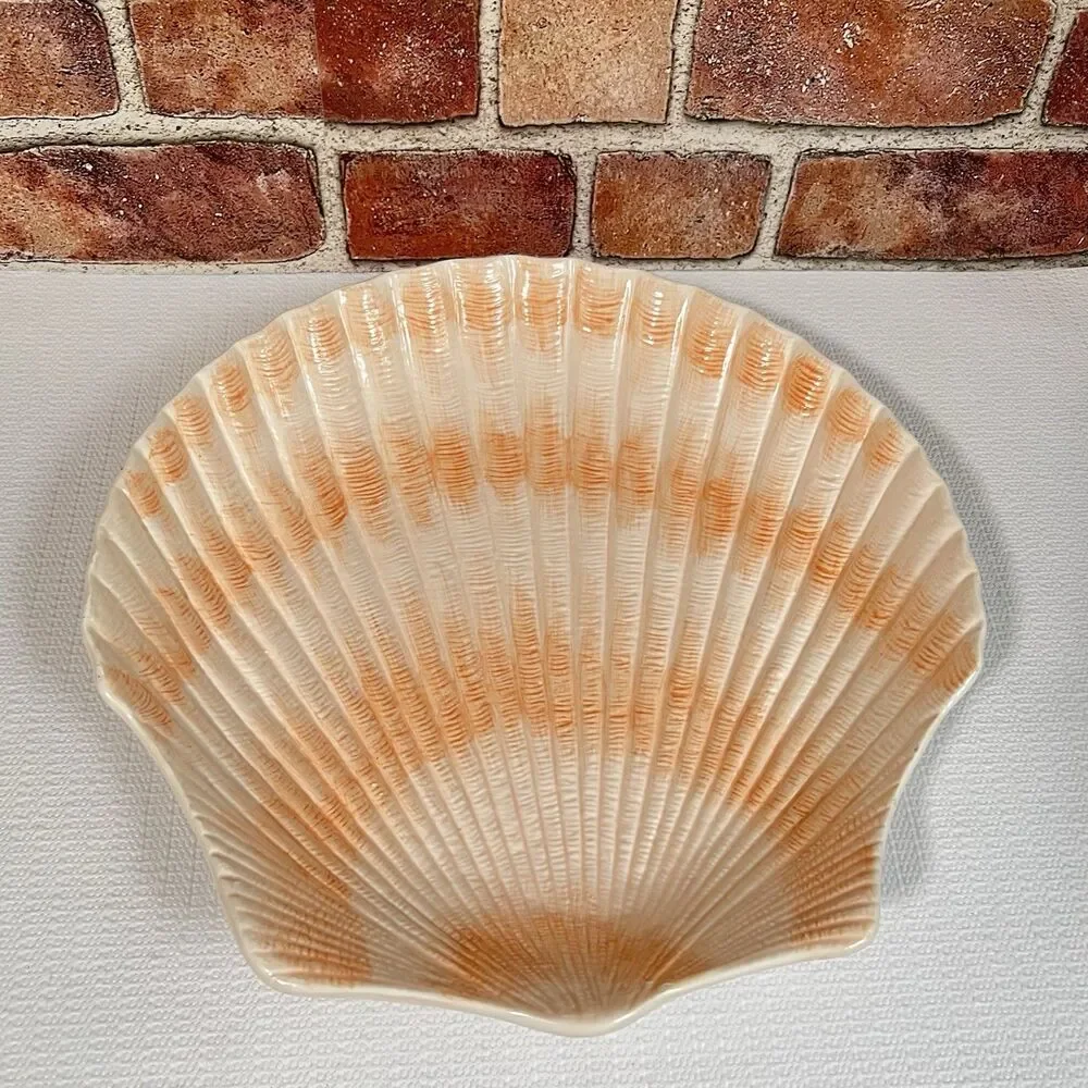 Vintage Ceramic SHELL Tray Trinket Jewelry Catchall Pink Figural Home Decor